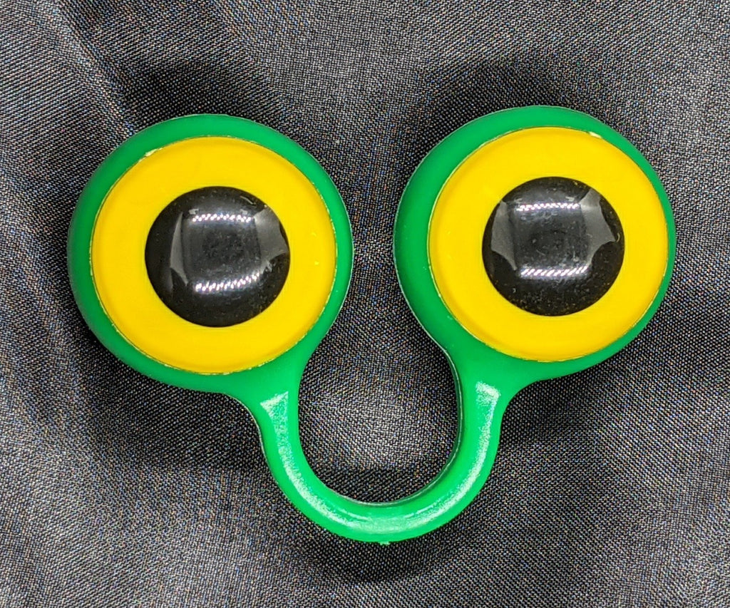 Green pair of Peepers Puppets with Yellow Eyes.