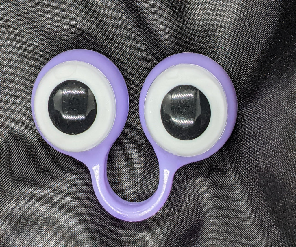 Lavender pair of Peepers Puppets with White Eyes.