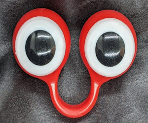 Red pair of Peepers Puppets with White Eyes.