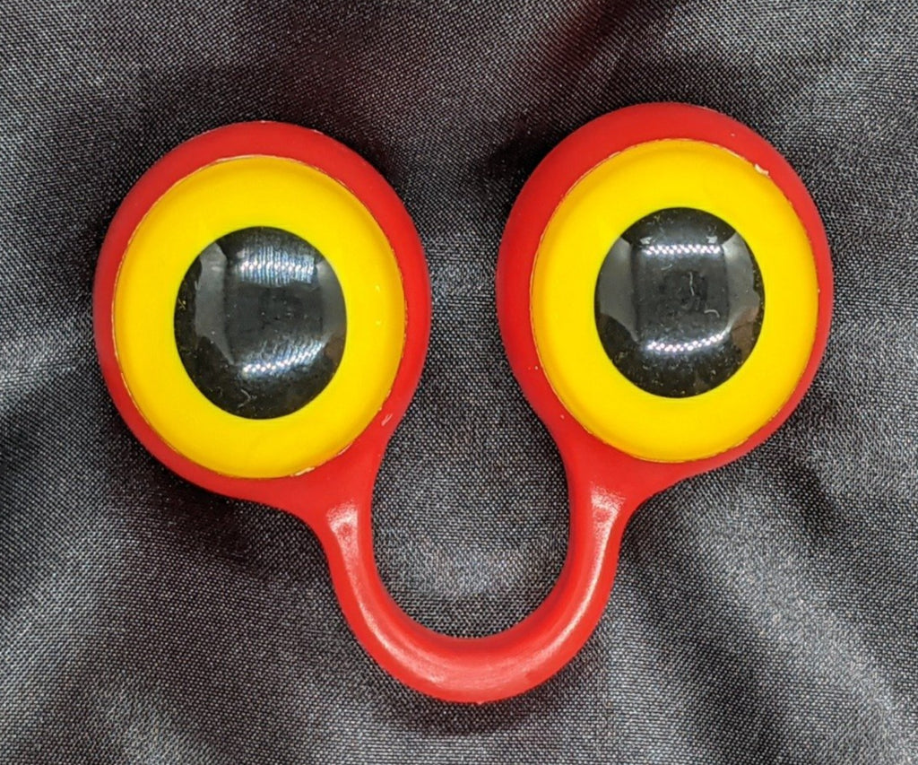 Red pair of Peepers Puppets with Yellow Eyes.