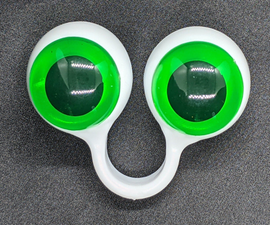 White pair of Peepers Puppets with Green Eyes.