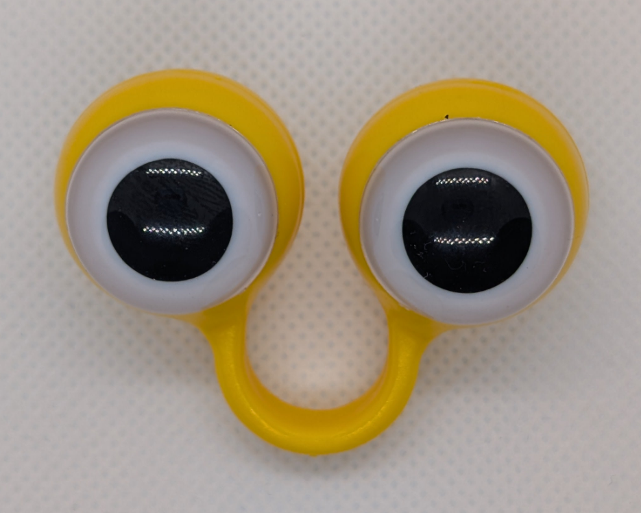 Yellow pair of Peepers Puppets with White Eyes.